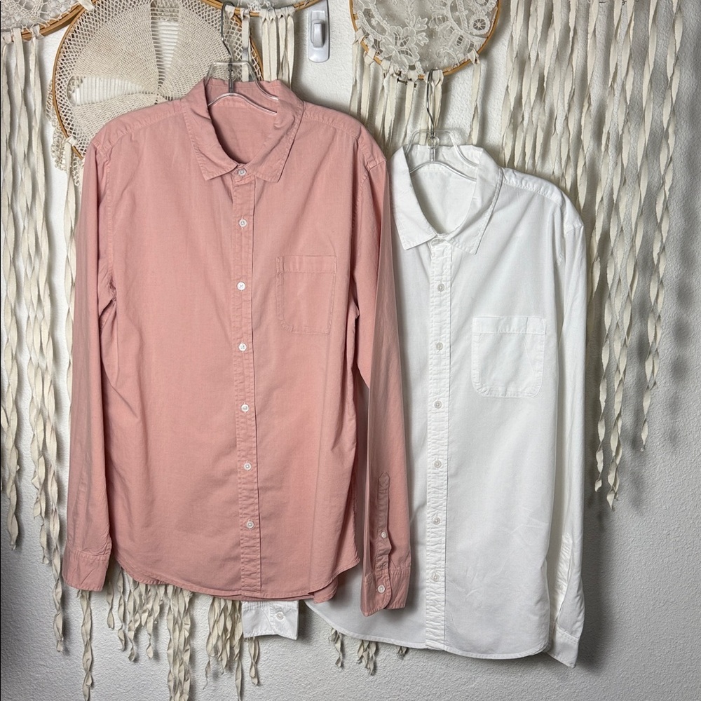 Outerknown Set of Two Men's Long Sleeve Cotton Button Down Shirts Size Large